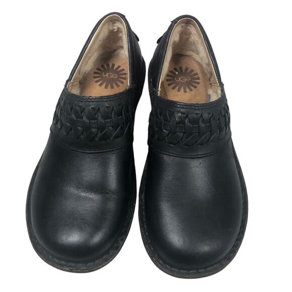 Ugg Anila black leather slip ons size 5 - Picture 2 of 7